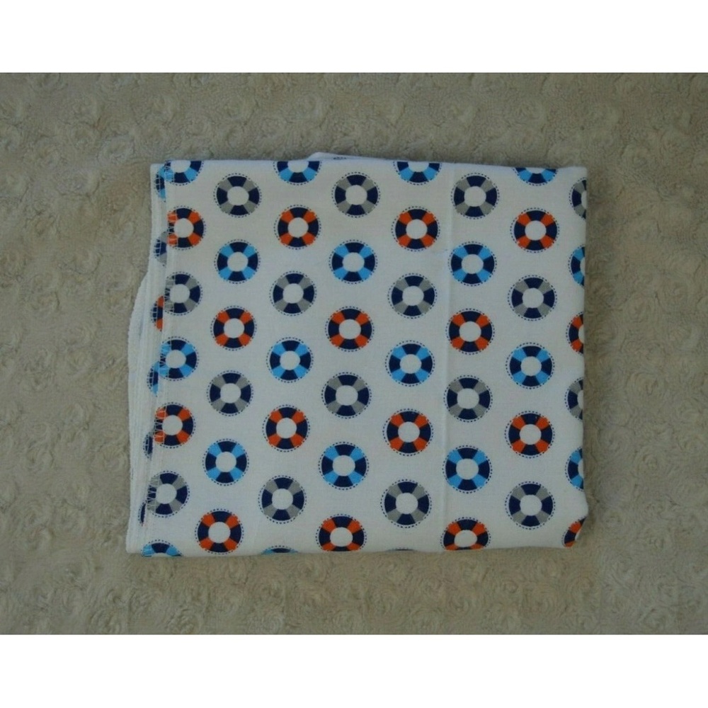 Bananafish Life Preserver Ring Baby Receiving Blanket Blue White Gray Nautical